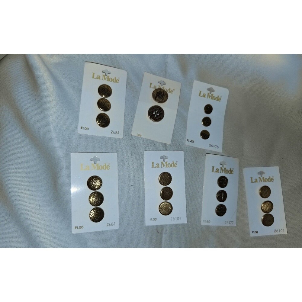 La Mode Gold Metal Shank Buttons Round Assorted Packs for Crafts Jackets Suits